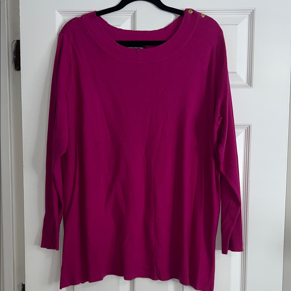 Jones New York Collection Women’s Plus Size Long Sleeve Top in Pink in 3X